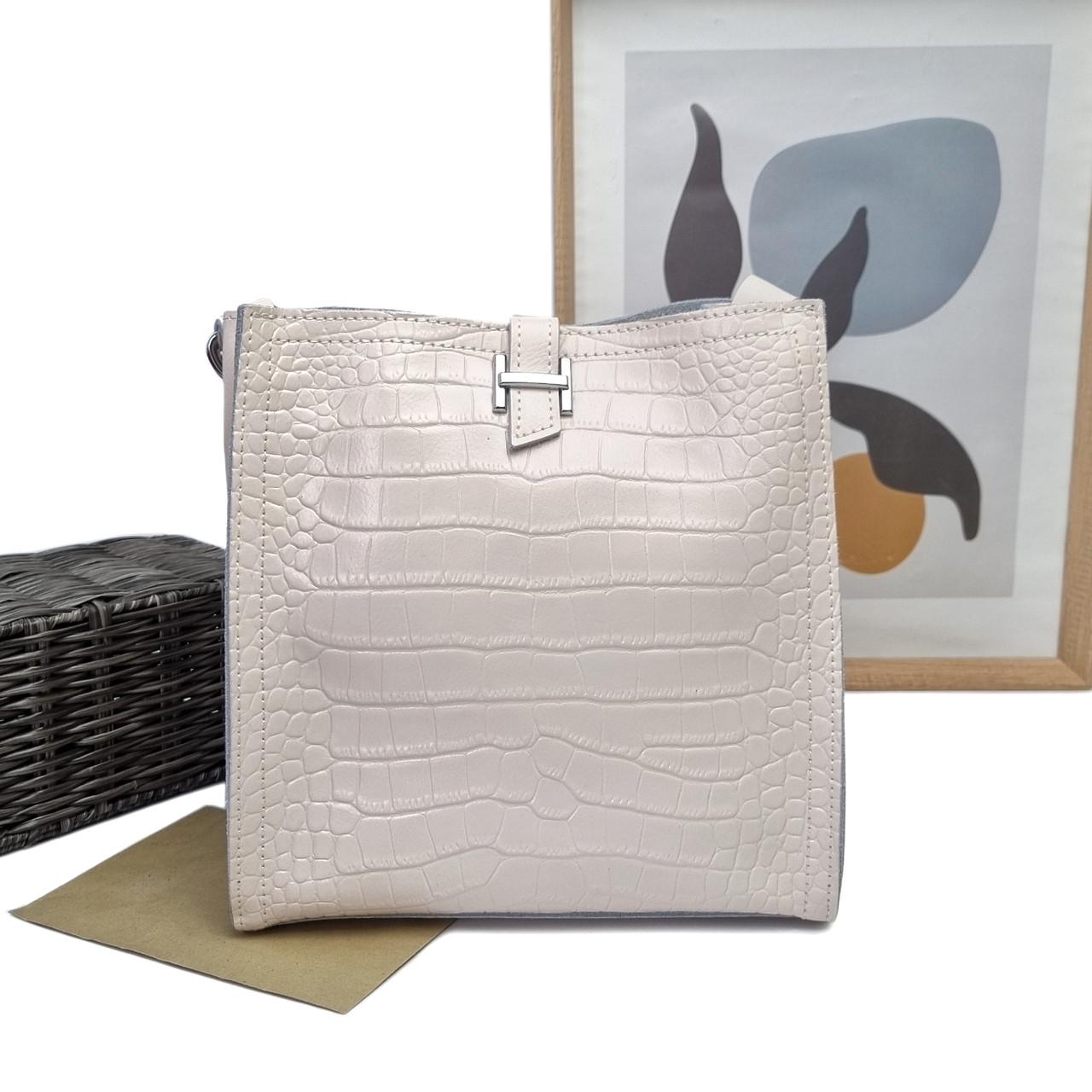 Жіноча сумка шкіряна Eteral Smile квадратна Світло-бежевий (PX7008 milk Eteral Smile)