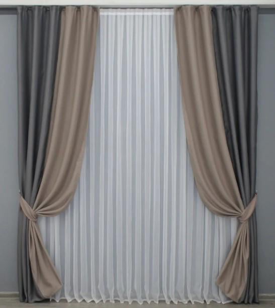 Шторы блекаут 1х2,7 м 2 шт. Серый/Какао (014дк/1244-792ш) Шторы блекаут 1х2,7 м 2 шт. Серый/Какао (014дк/1244-792ш)