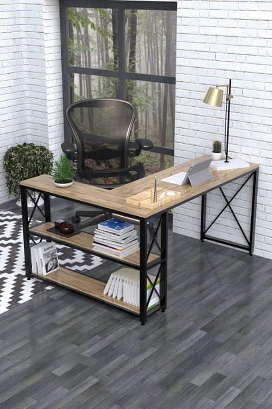 Офисный стол EcoLoft Vista-L DSP-1118 Угловой лофт Дуб Аппалачи (22984065)