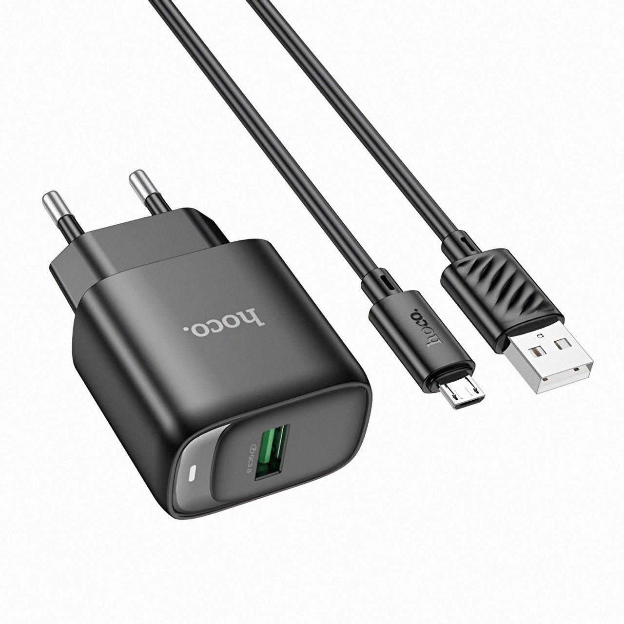 Зарядное устройство Hoco C140A-3 QC3.0 18 Вт с кабелем Micro-USB