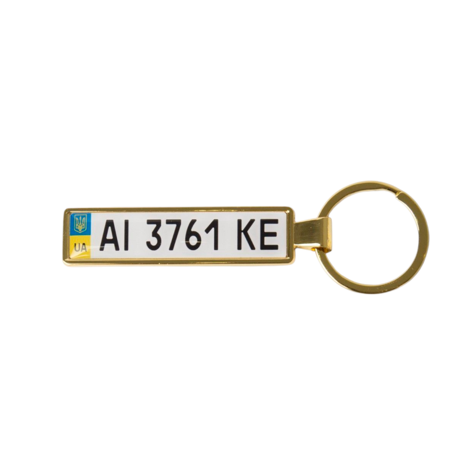 Брелок з номером авто і побажанням Бережи себе двосторонній Gold (1099269451)