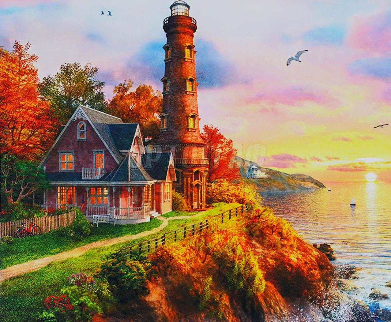 Алмазна мозаїка-картина за номерами TK Group B 74963/30 Маяк на березі моря в коробці 40х50 см (24710397)