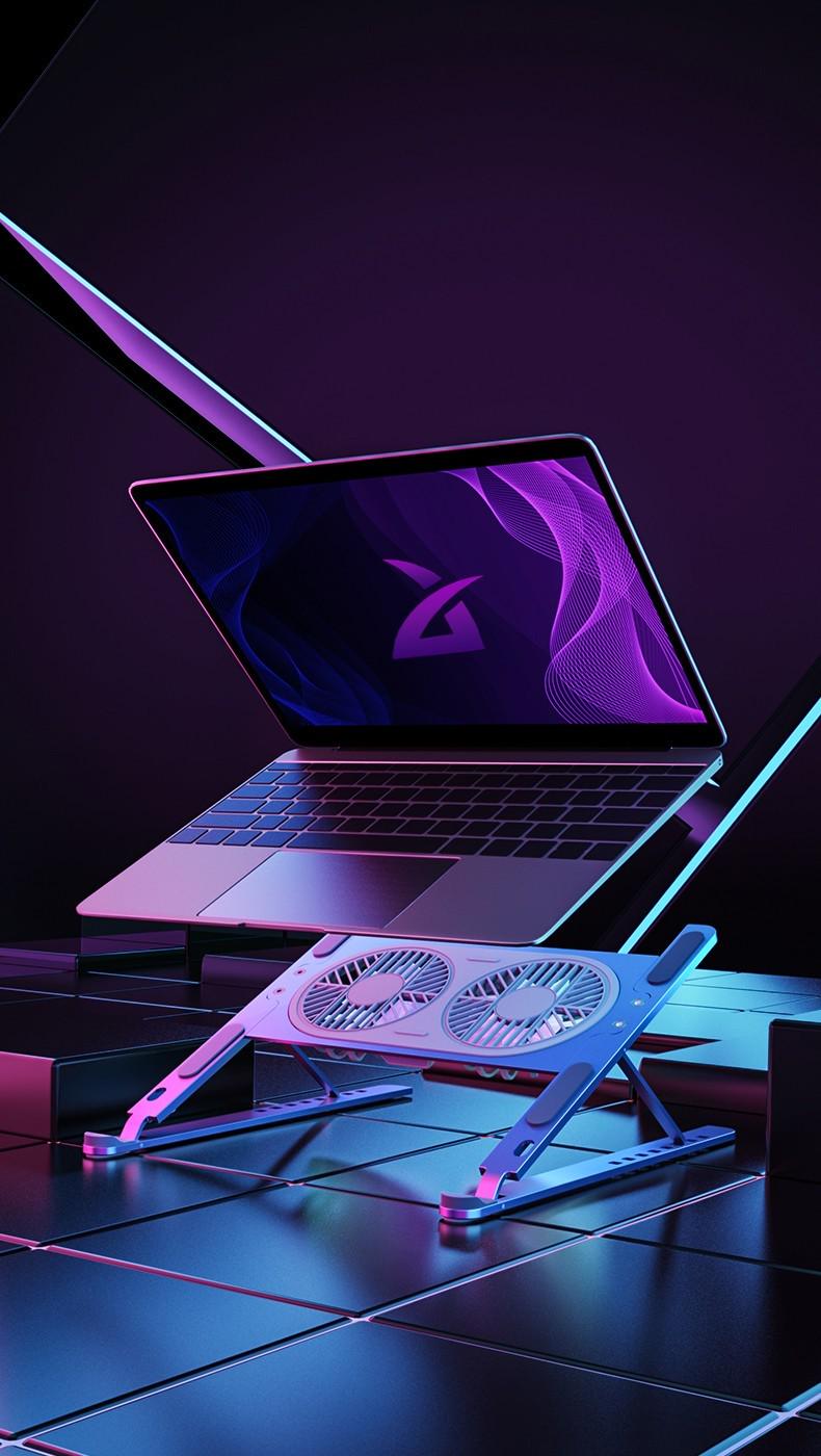 Підставка для ноутбука/планшета портативна Ice Vibe Pad з охолодженням та підсвіткою Aluminium alloys Grey (VA-P11F-GR) - фото 4 Підставка для ноутбука/планшета портативна Ice Vibe Pad з охолодженням та підсвіткою Aluminium alloys Grey (VA-P11F-GR) - фото 4