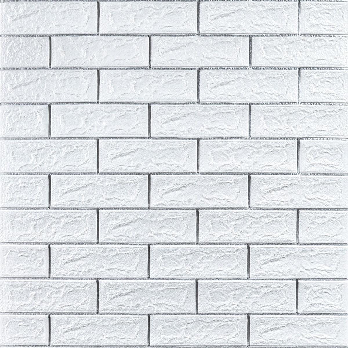 Панель самоклеящаяся 3D кирпич/полоска 100-5 700х770х5 мм Белый/Серебряный (SW-00000753)