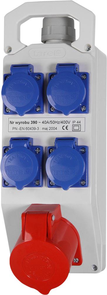 Набор монтажный E.NEXT розетки 1x32A 400В 3P+N+PЕ 4x16А 250 В 2P+PE (390)