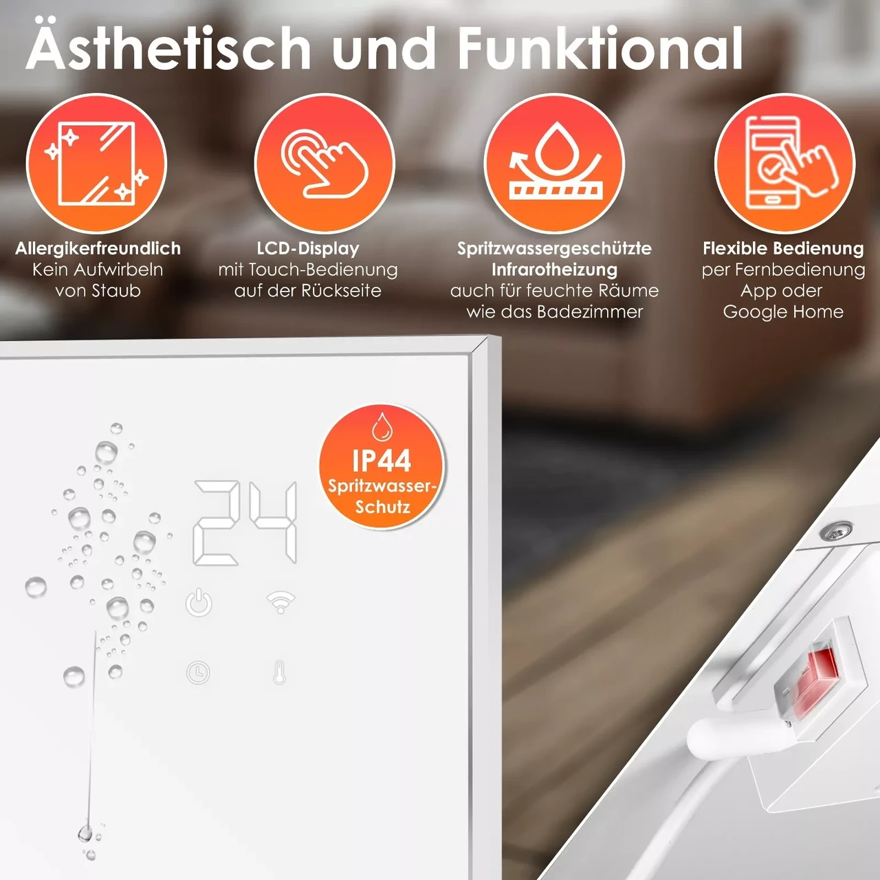 Инфракрасный обогреватель KESSER 42 м2 37°C 700 Вт - фото 5 Инфракрасный обогреватель KESSER 42 м2 37°C 700 Вт - фото 5