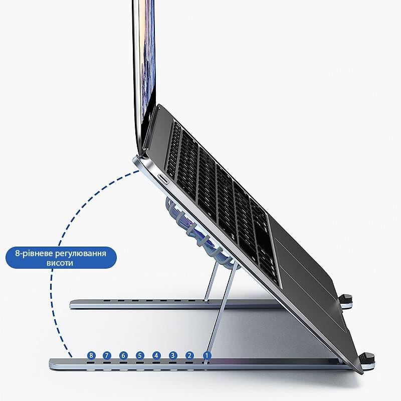 Підставка для ноутбука/планшета портативна Ice Vibe Pad з охолодженням та підсвіткою Aluminium alloys Grey (VA-P11F-GR) - фото 10 Підставка для ноутбука/планшета портативна Ice Vibe Pad з охолодженням та підсвіткою Aluminium alloys Grey (VA-P11F-GR) - фото 10