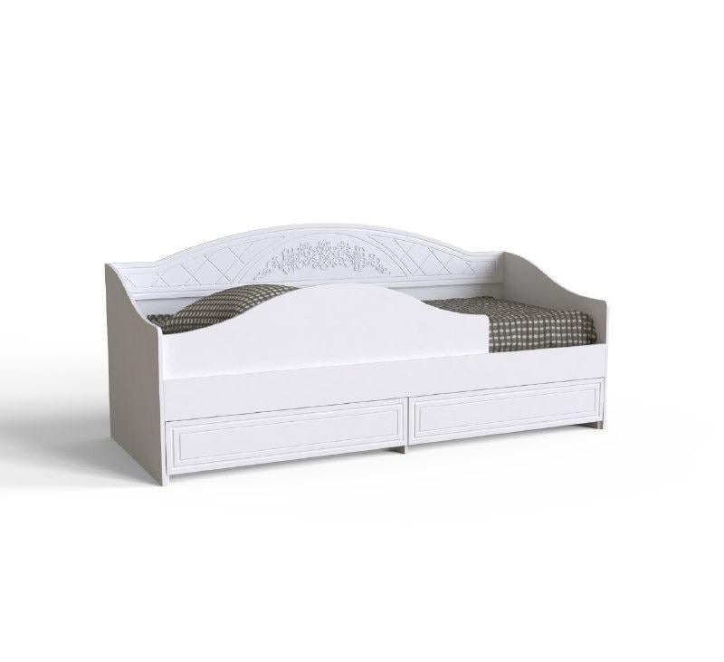 Кровать-диван Artinhead Amelie 80х200 с бортиком и ящиками ЛДСП/МДФ Аляска/Белый суперматовый