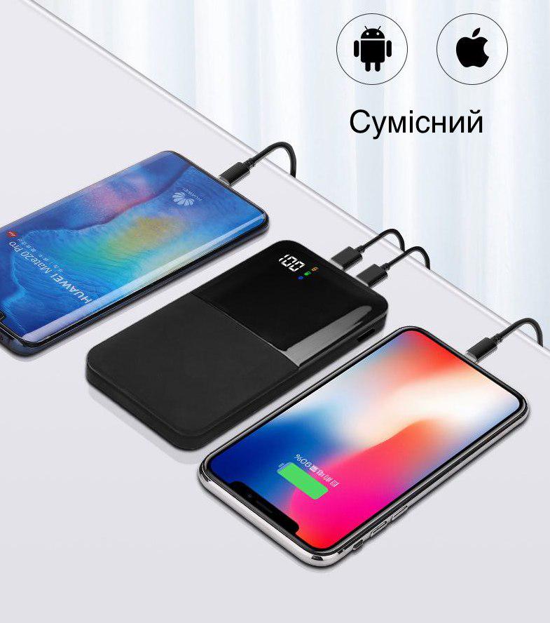 Повербанк 10+Gear на 10000 mAh з індикатором заряду type c micro usb White - фото 4