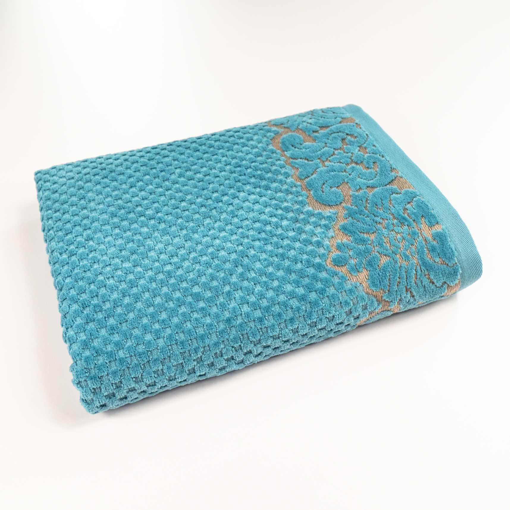 Полотенце Damask жаккардовое с велюром 50x90 см Изумрудный (550-dv-90-Emerald)