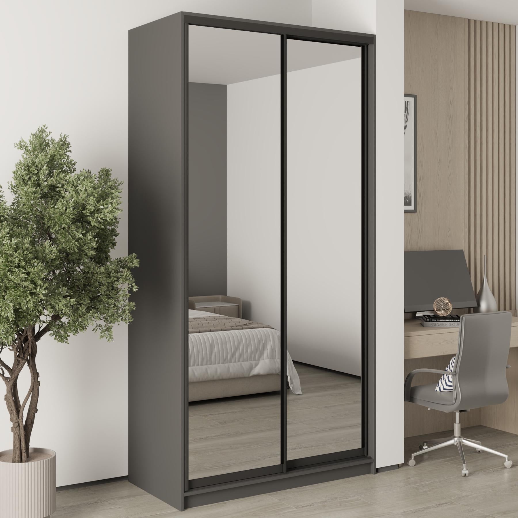 Шкаф-купе двухдверный MebelStar Стандарт BG 2 зеркала 120x45x240 см Антрацит (MBS-10284)