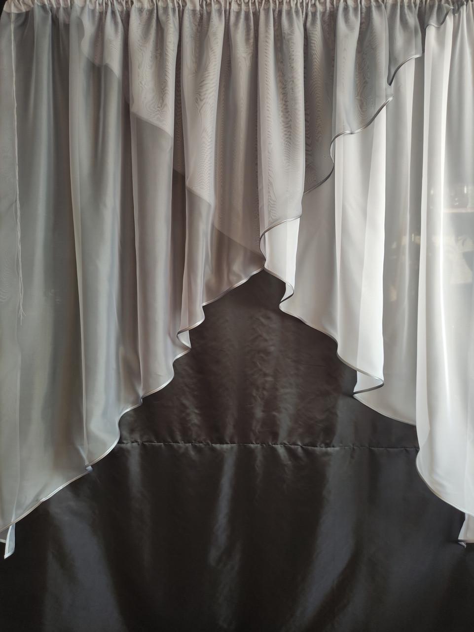 Занавеска шифоновая 300х170 см Белый с серым (уш-01с) - фото 1 Занавеска шифоновая 300х170 см Белый с серым (уш-01с) - фото 1