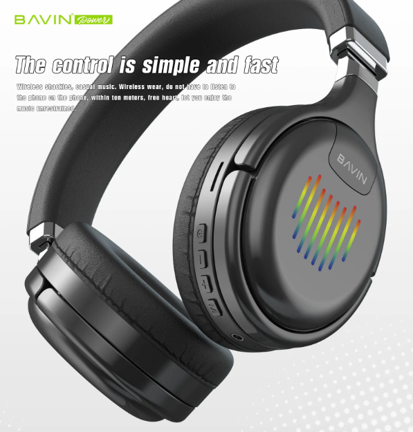 Наушники беспроводные Bavin BH-26 RGB Bluetooth Black - фото 2