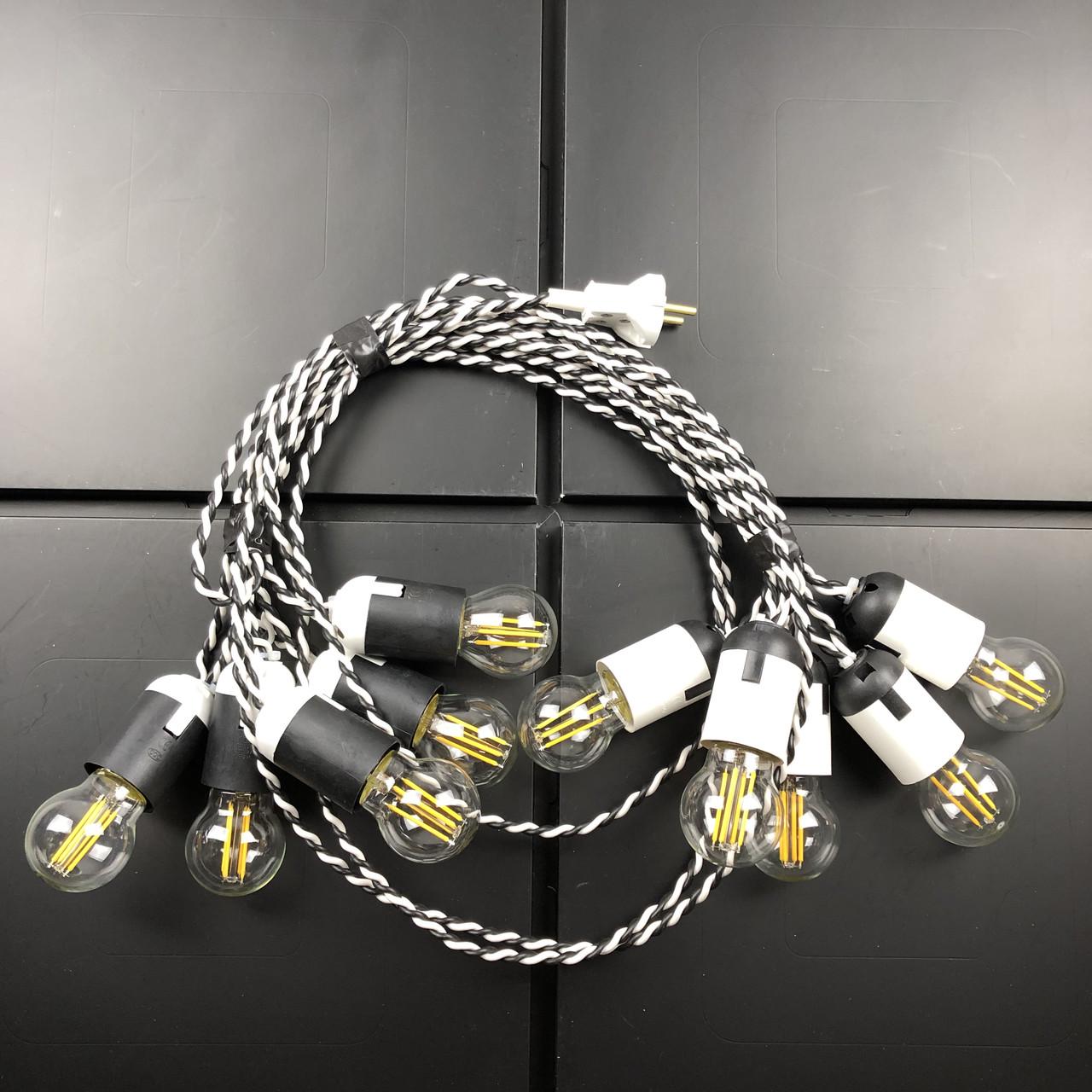 Ретро гірлянда для приміщень Alphatrade 5 м 10 філаментних LED ламп Зебра (120171) - фото 2