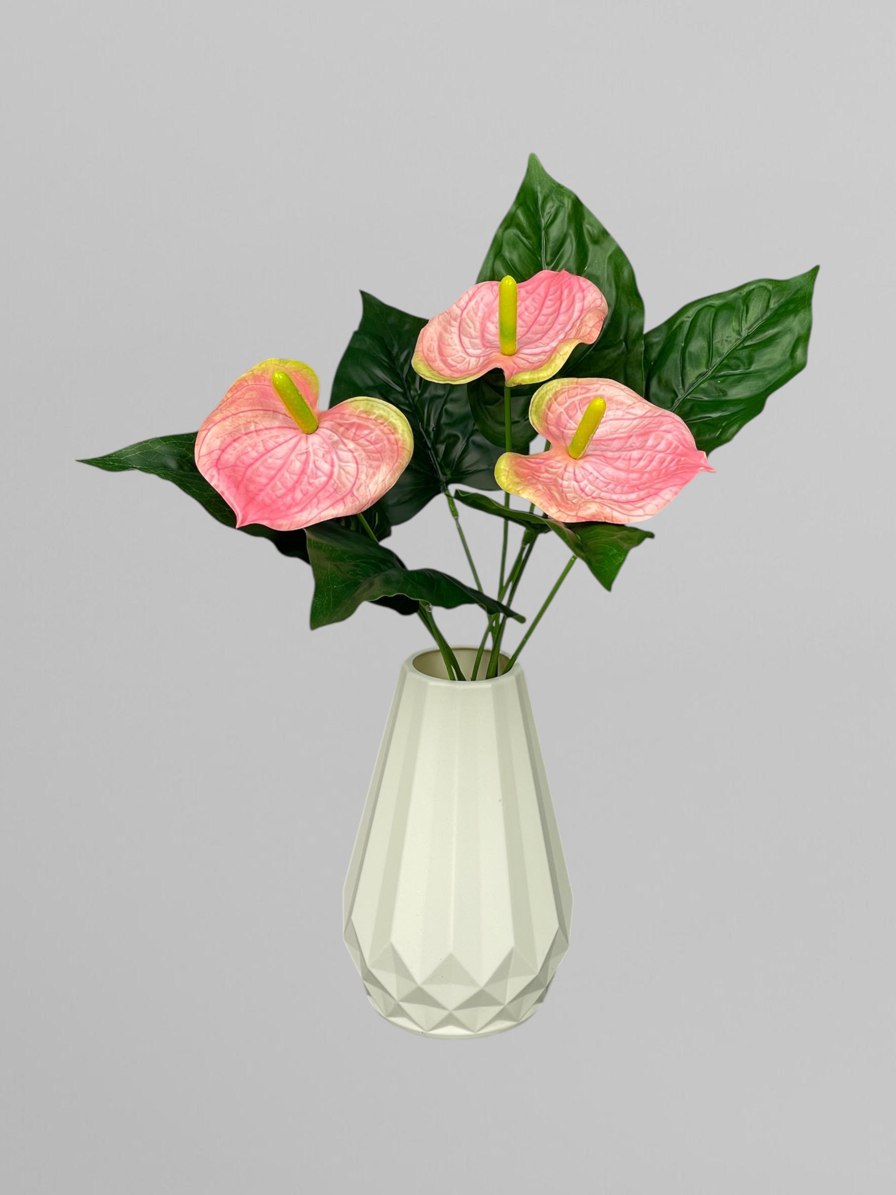 Искусственный антуриум букет 3 цветка 32 см Коралловый (К13108) - фото 2