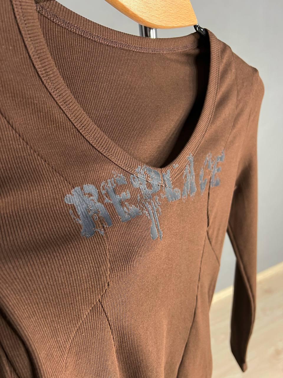 Лонгслів жіночий A-N 25079 рубчик реглан v-виріз корсетні шви OS Коричневий (3453) - фото 4 Лонгслів жіночий A-N 25079 рубчик реглан v-виріз корсетні шви OS Коричневий (3453) - фото 4