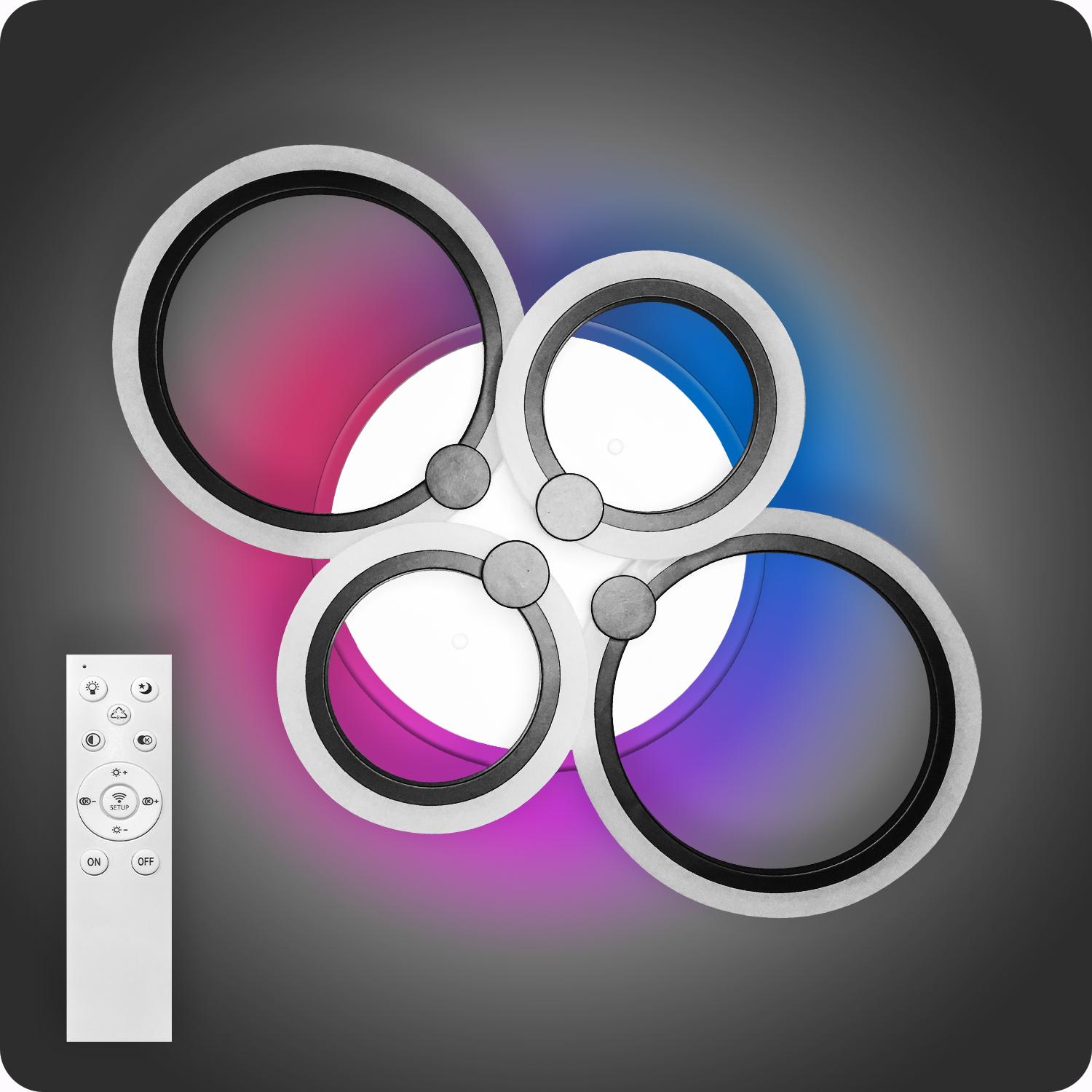 Люстра світлодіодна 517 Light 3color з пультом 76 Вт Чорний (02044)