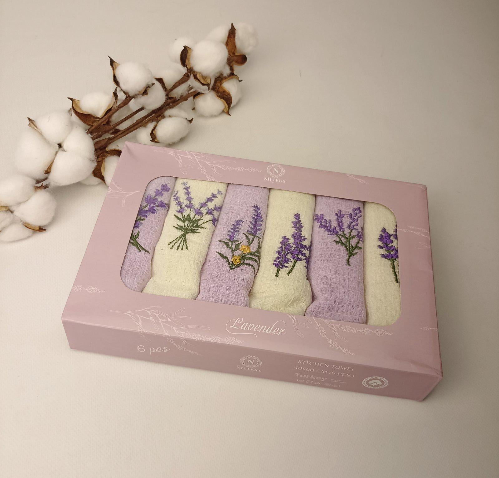 Набор вафельных полотенец Nilteks Classy Lavender 6 шт. (CN37632)