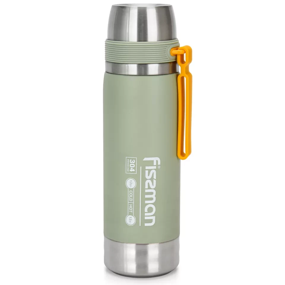 Термос питьевой Fissman 7x24,5 см 600 мл из нержавеющей стали Светло-зеленый (9877)