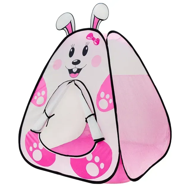 Детская игровая палатка Зайчик в сумке из текстиля 90х90х95см Розовый (150-98-JY1709)