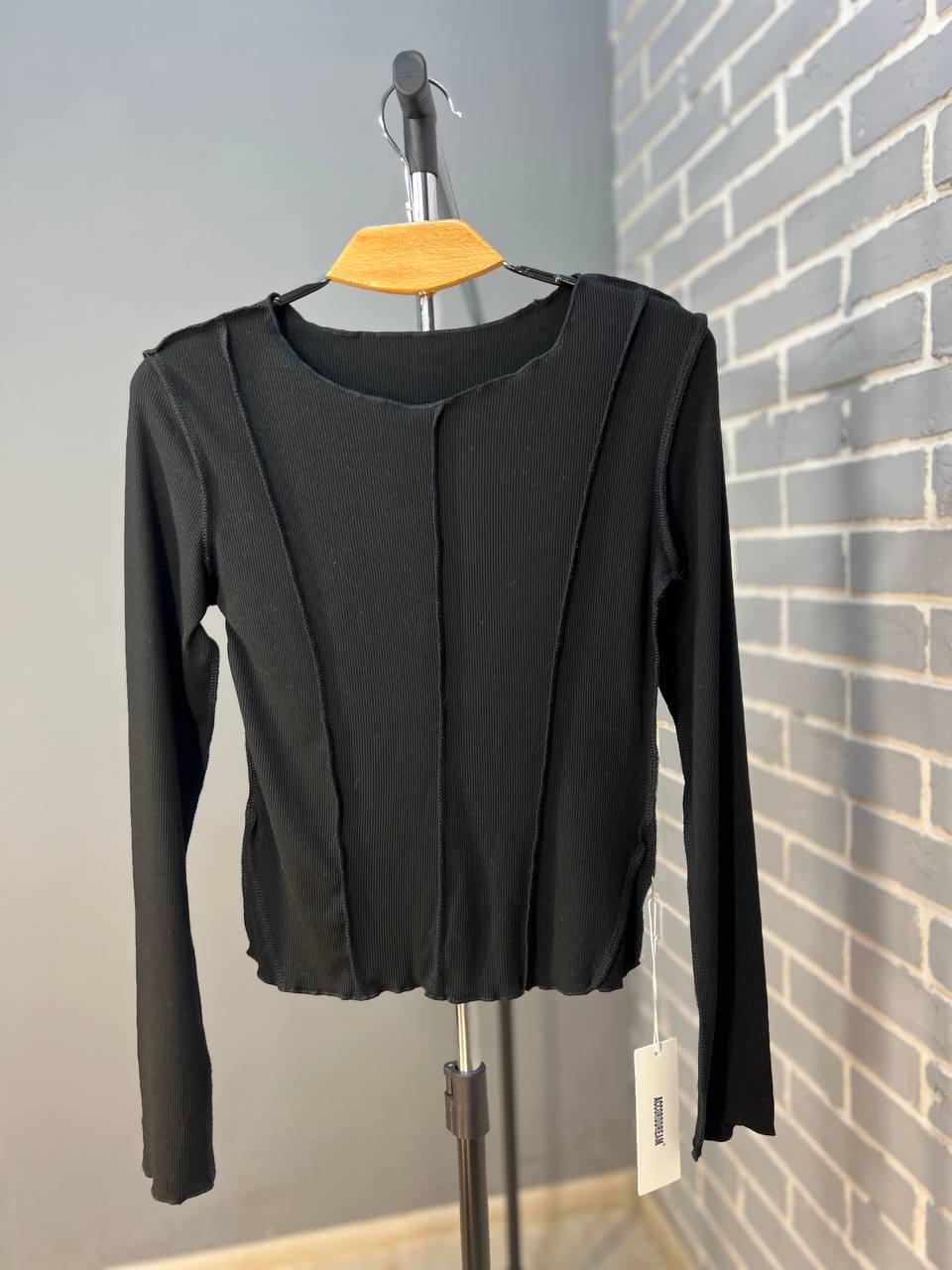 Реглан жіночий ACCORDDREAM 20530 лонгслів вивернуті шви рубчик OS Чорний (1335) - фото 4