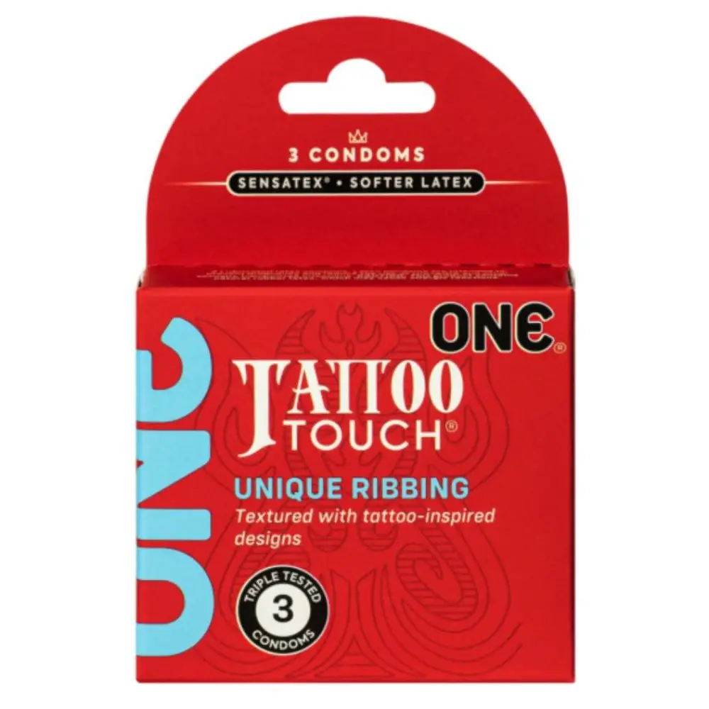 Презервативы ONE Tattoo Touch ребристые из тату 3 шт.