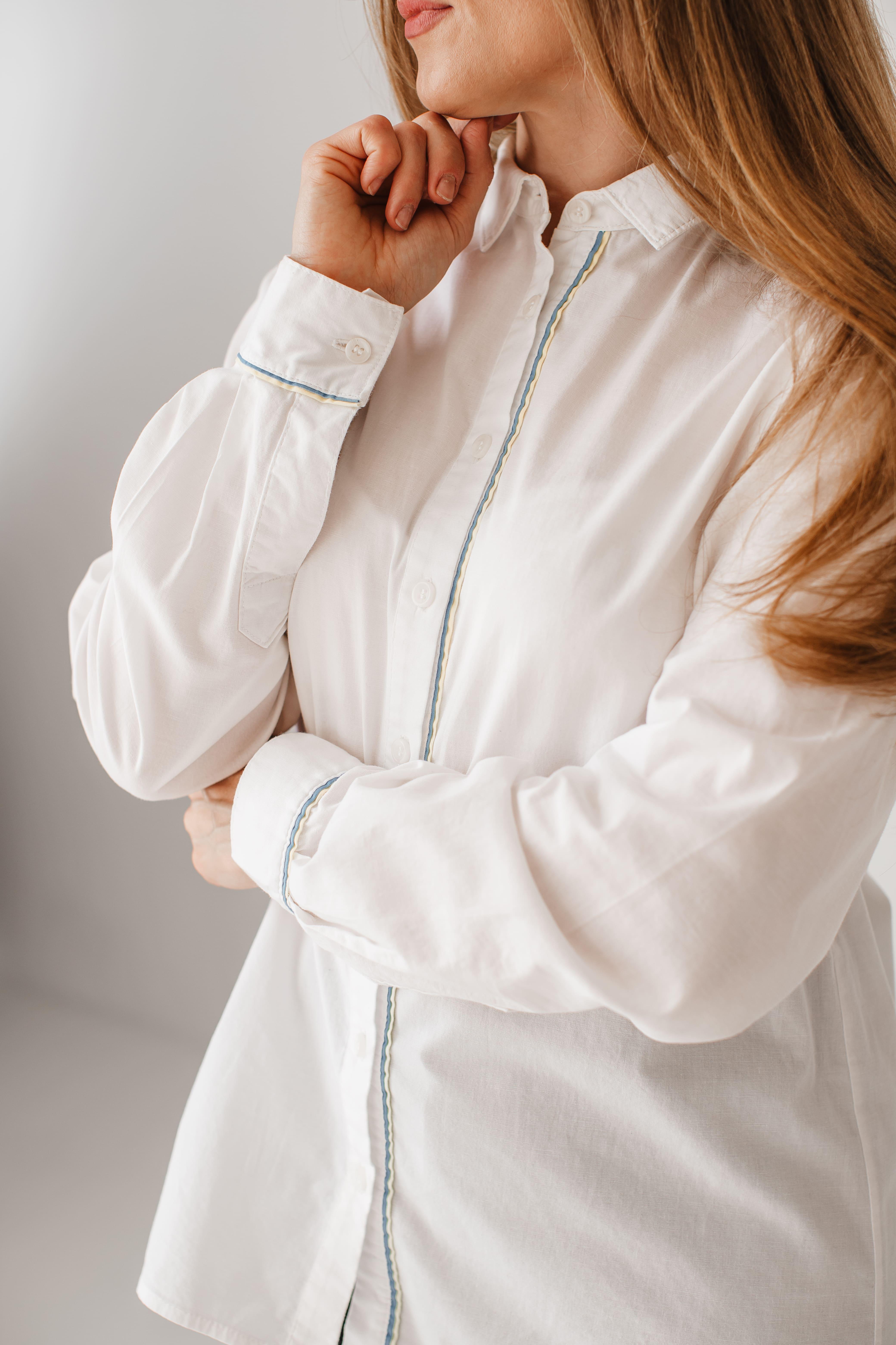 Сорочка пряма VSlatinina з класичним коміром S Білий (01234567812) - фото 8