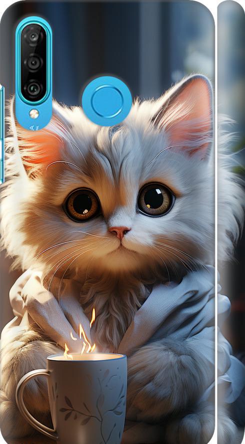 Чехол на Huawei P30 Lite White cat (5646m-1651-42517)
