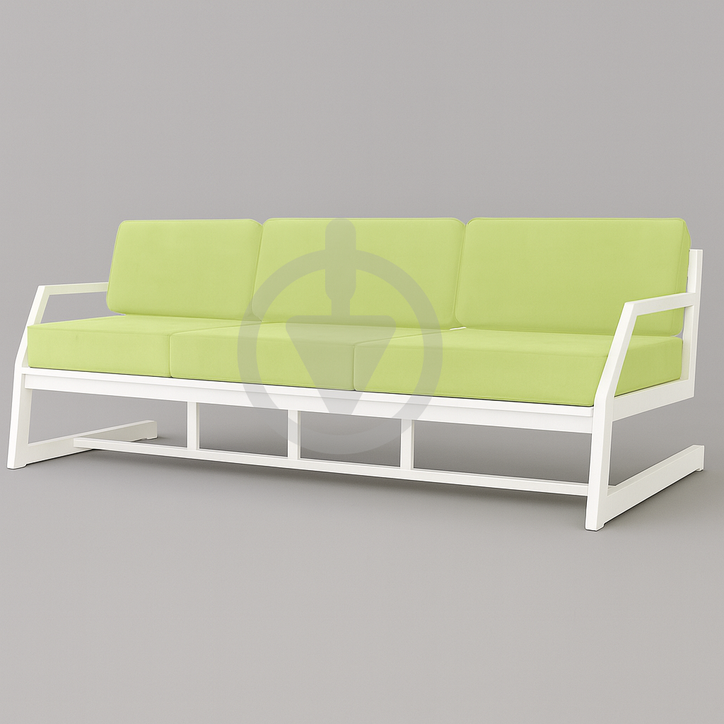 Диван металевий AVVS tech Атлас вуличний лофт рогожка з підлокотниками 206 см Салатовий/Білий (30222833)
