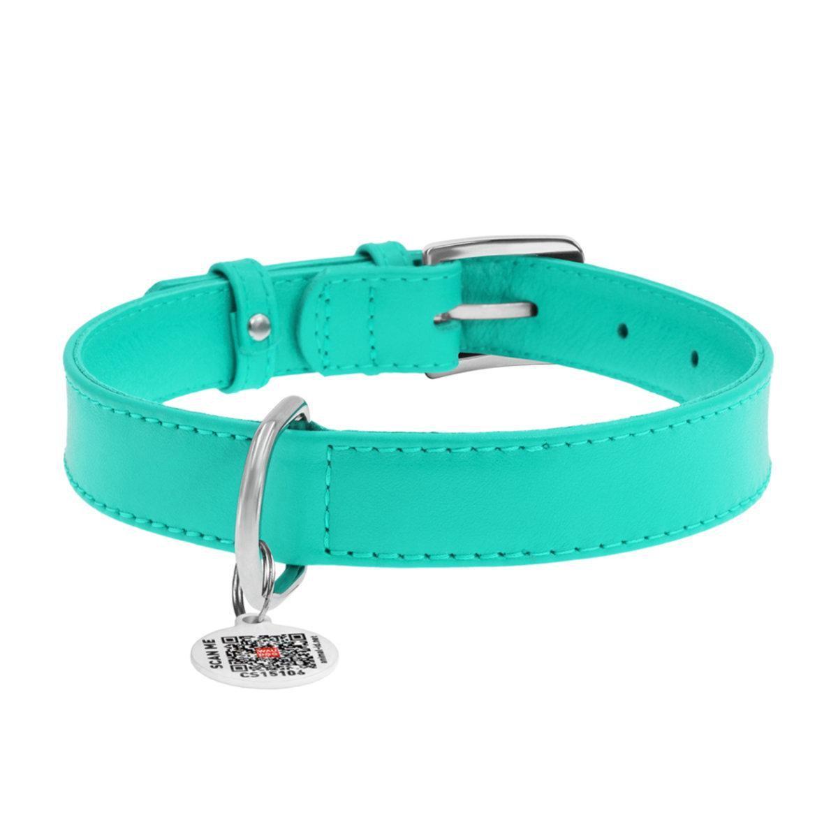 Ошейник для собак кожаный Waudog Glamour с QR паспортом L 25 мм х 38-49 см Ментоловый (330413 Col) Ошейник для собак кожаный Waudog Glamour с QR паспортом L 25 мм х 38-49 см Ментоловый (330413 Col)