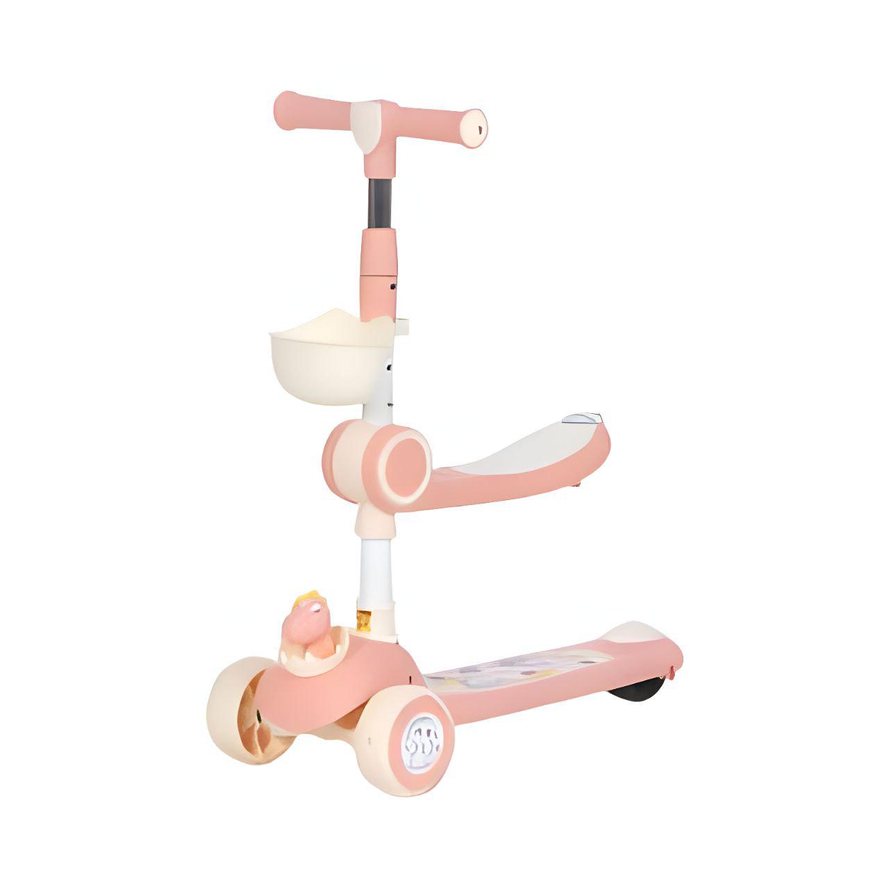 Самокат JR 3-090 3в1 сталь/пластик с подсветкой и музыкой Розовый (25147657)