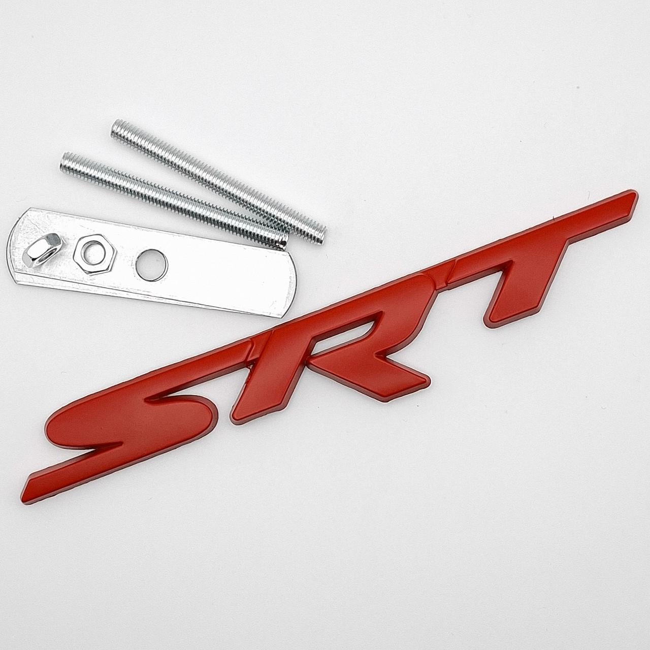 Эмблема радиаторной решетки SRT Jeep Dodge Chrysler металл 14,3х1,7 см Красный матовый (2835220404)