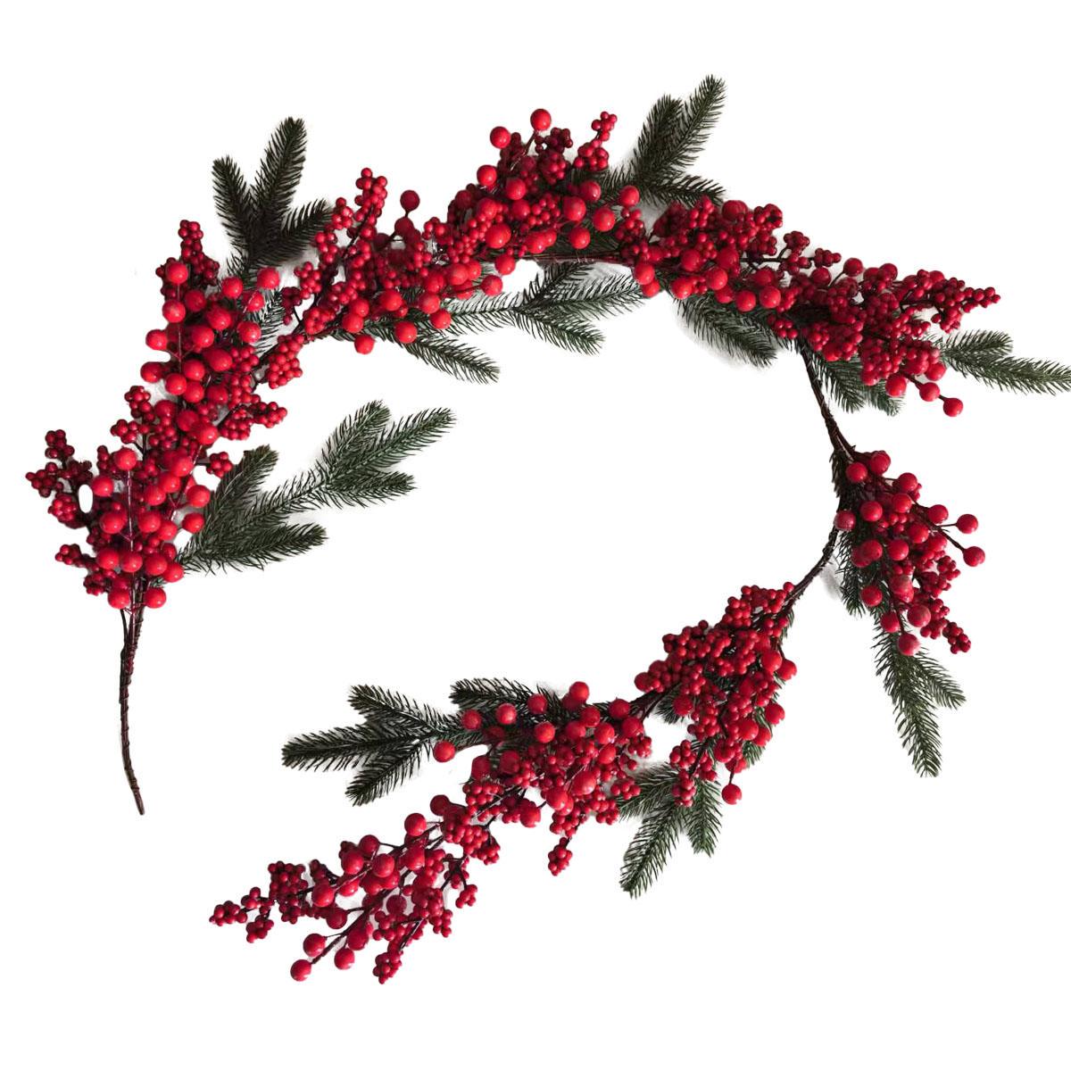 Ветка декоративная YES! Fun Ягоды и хвоя 130 см Красный