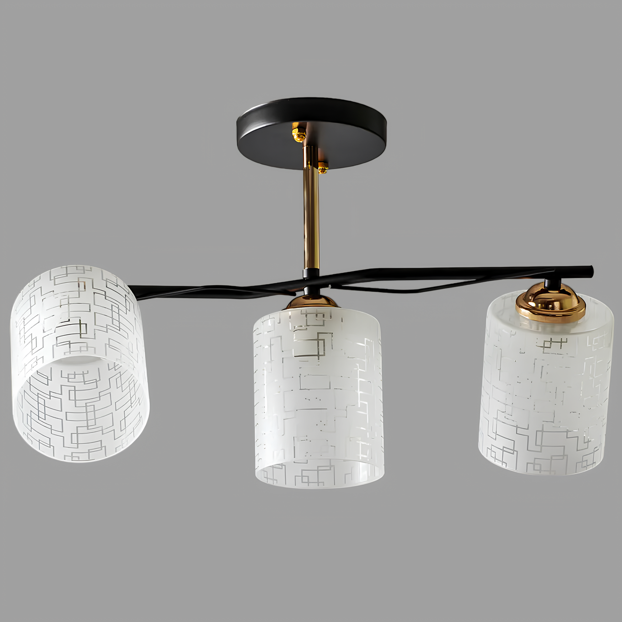 Люстра Svet на три плафона в форме цилиндра под лампы Е27 Белый (SW-500/3A FGD+BK)