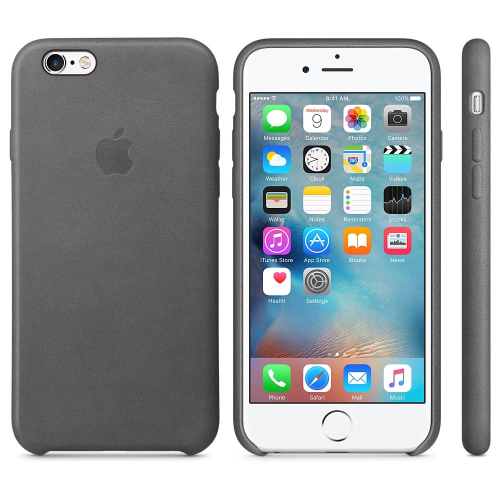 Чохол-накладка Apple Leather Case for iPhone 6S, Storm Gray (MM4D2)