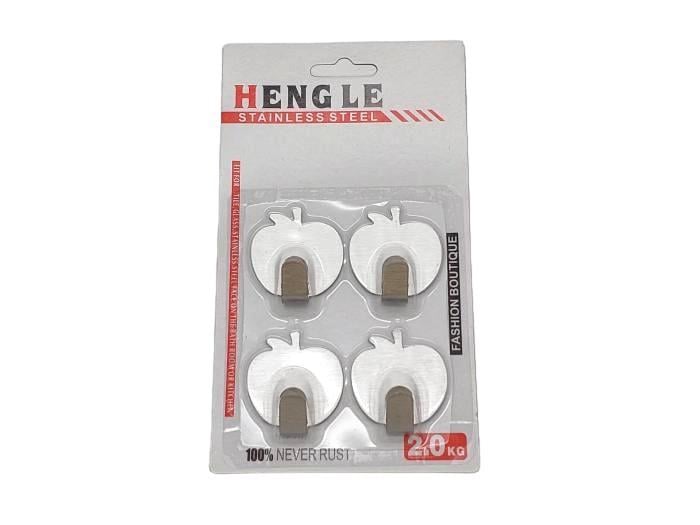 Крючок-держатель для полотенец на липучке Яблоки из нержавеющей стали 4х3 см 4 шт. (609341087)