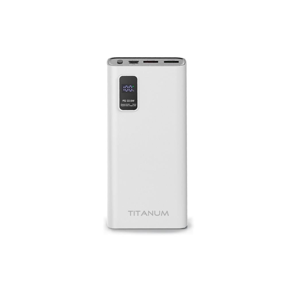 Повербанк TITANUM TPB-727S-W 22,5W QC+PD 20000 mAh Білий