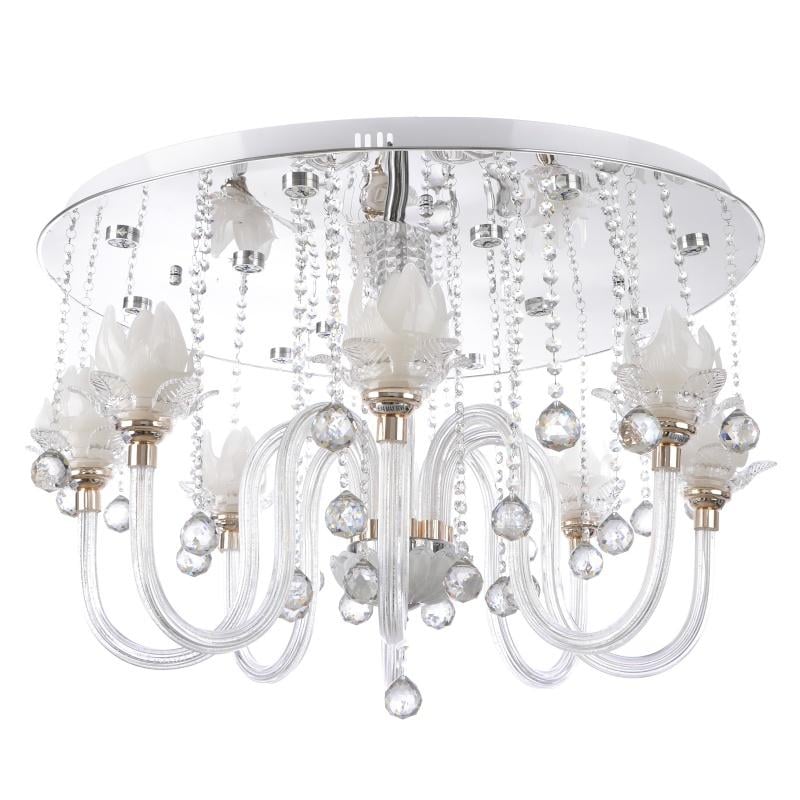 Люстра хрустальная с подсветкой Brille BCL-497S/8 E14/LED WH флористика