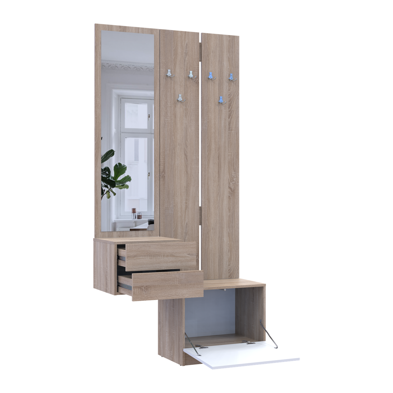 Прихожая Doros Сола 105х40х215 см Дуб сонома/Белый (26355630)