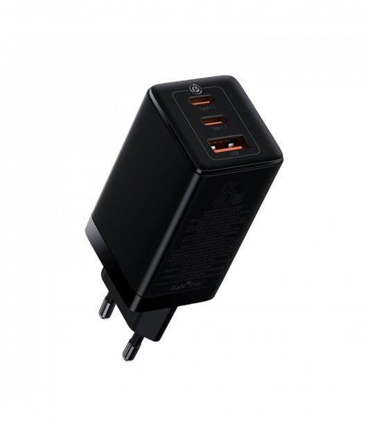 Устройство cетевое зарядное Baseus GaN3 Pro Fast Charger 2Type-C/Usb CCGP050101 65W Black - фото 2