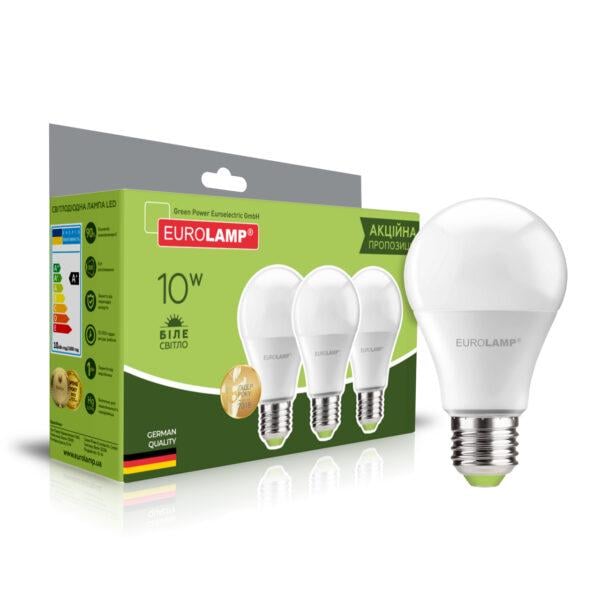 Промо-набор Eurolamp LED лампы A60-10W-E27-4000K "2+1" (MLP-LED-A60-10274(3))