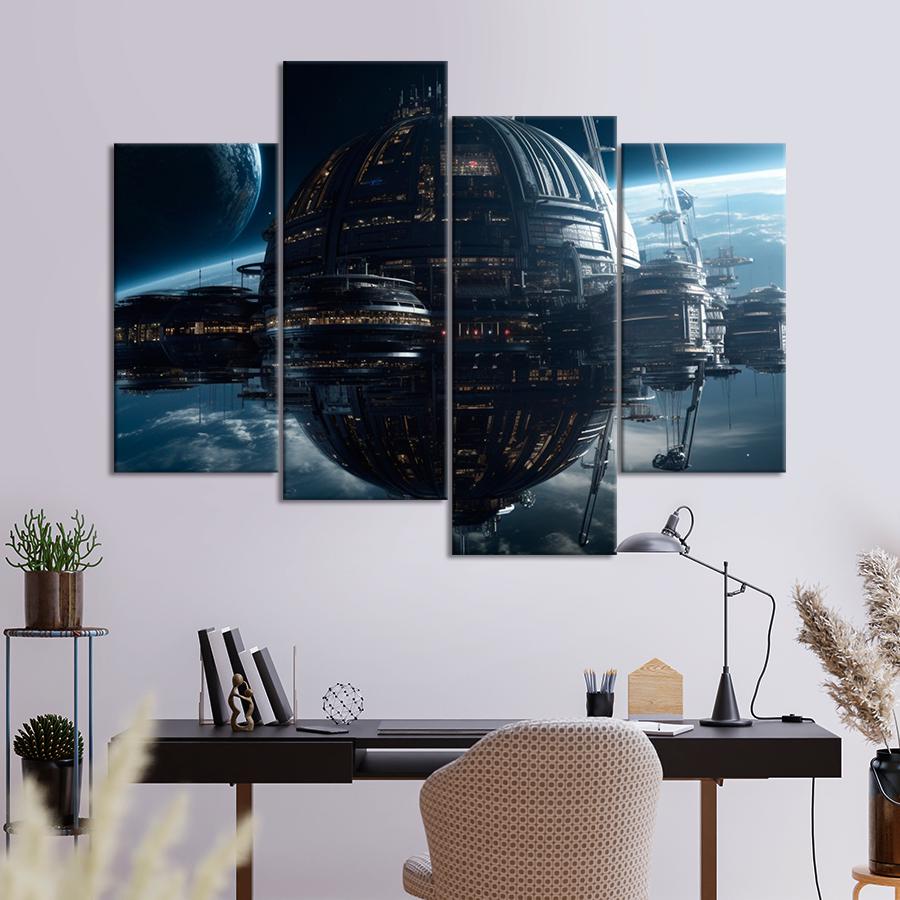 Картина космос Необычный космический корабль 129x90 см (A1285-4)