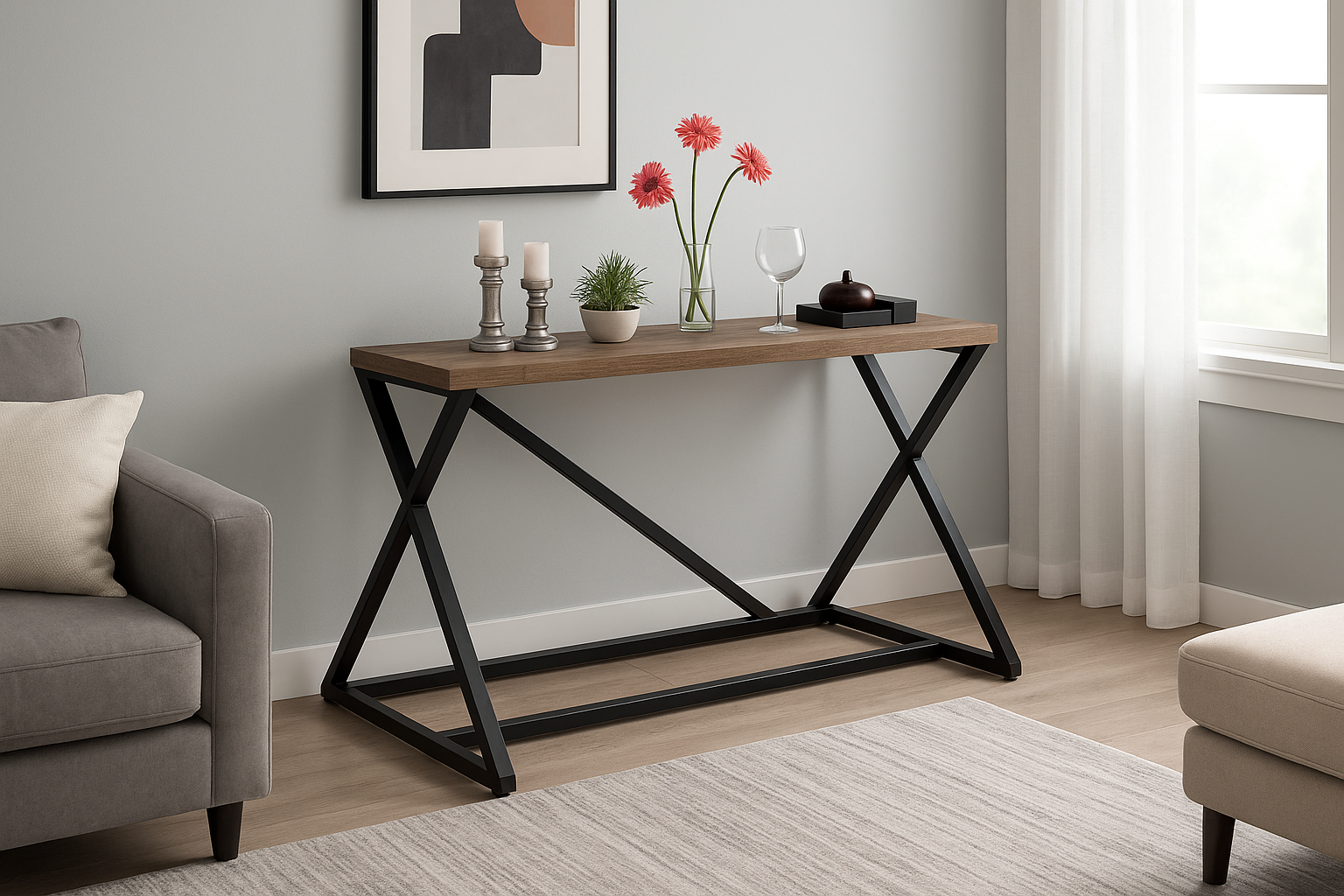 Столик консольний EcoLoft IN-2850 в стилі лофт 1200х400х900 мм (29068778)