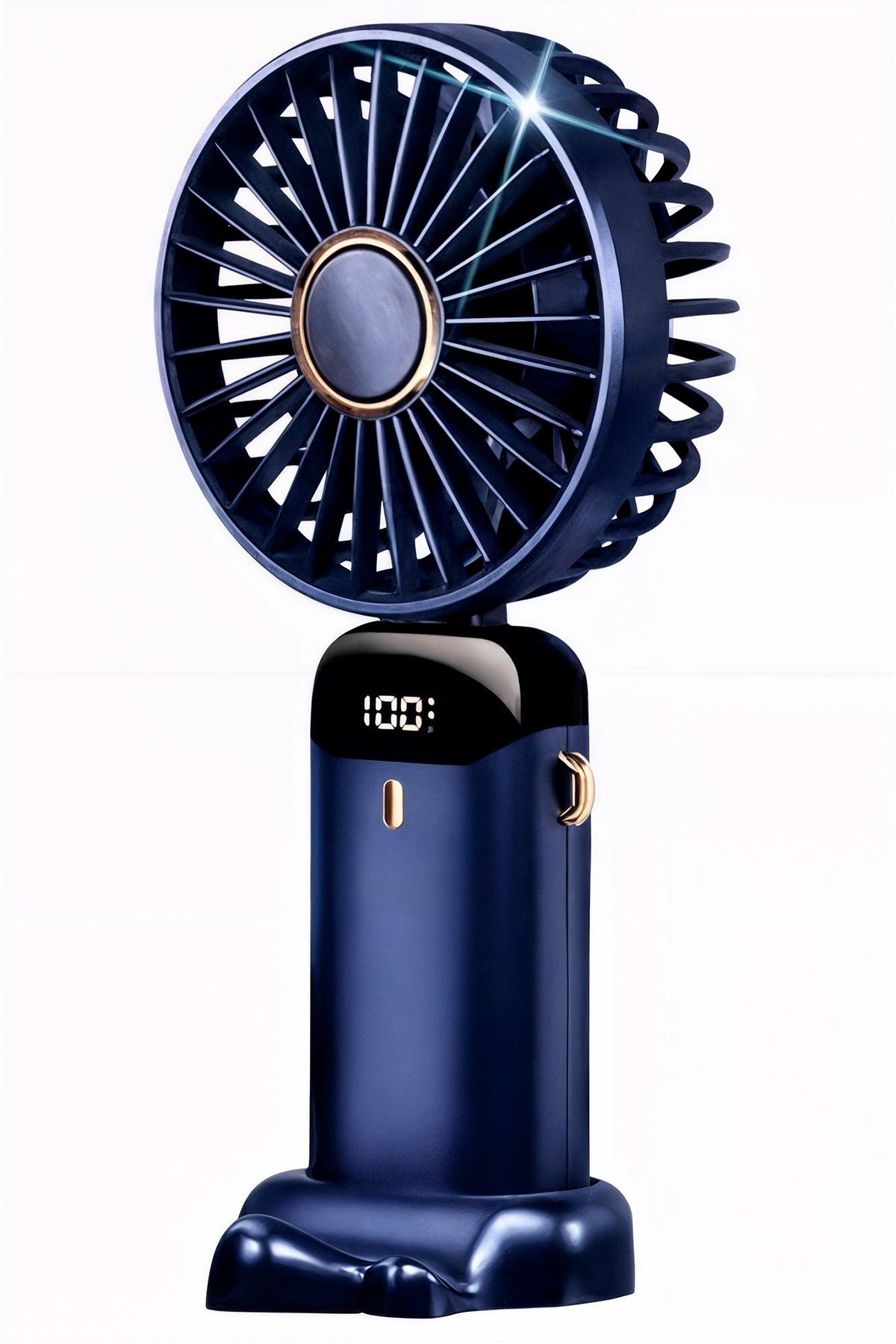 Вентилятор-міні на акумуляторі BRS з підставкою для телефону та дисплеєм Blue (551745294) Вентилятор-міні на акумуляторі BRS з підставкою для телефону та дисплеєм Blue (551745294)