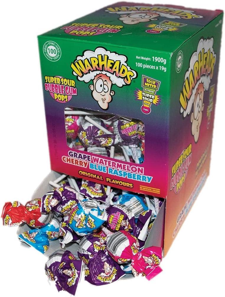 Леденцы на палочке Warheads A Super Sour Gum Pops 19 г x 100 шт. (2154020322)