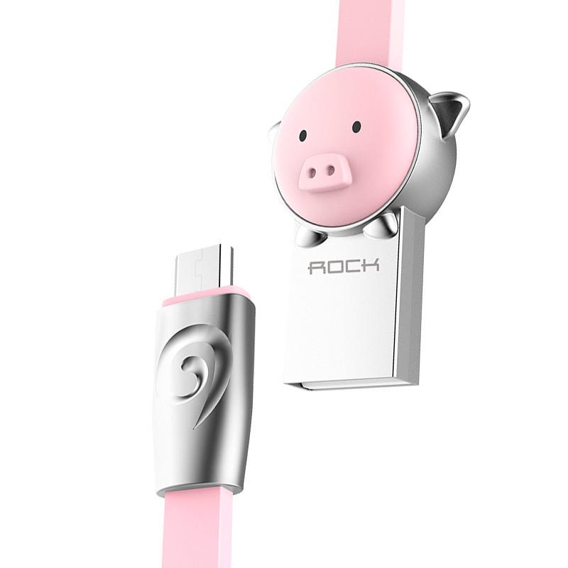 Кабель Micro USB Rock Zodiac Pig для зарядки 1 м Розовый (RCB0523)