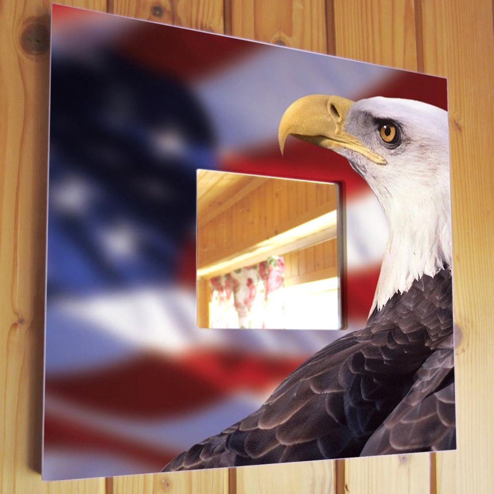 Зеркало декоративное Американский флаг и орёл 260х260 мм (M03001)