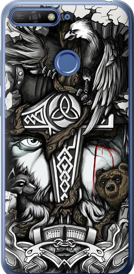 Чехол на Huawei Y6 Prime 2018 Тату Викинг (4098t-1441-42517)