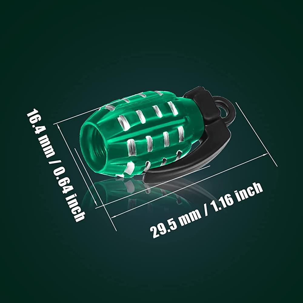 Набір ковпачків на ніпель для автомобіля SUNROZ Caps Лимонка 4 шт. Green/Silver (1733438510) - фото 2