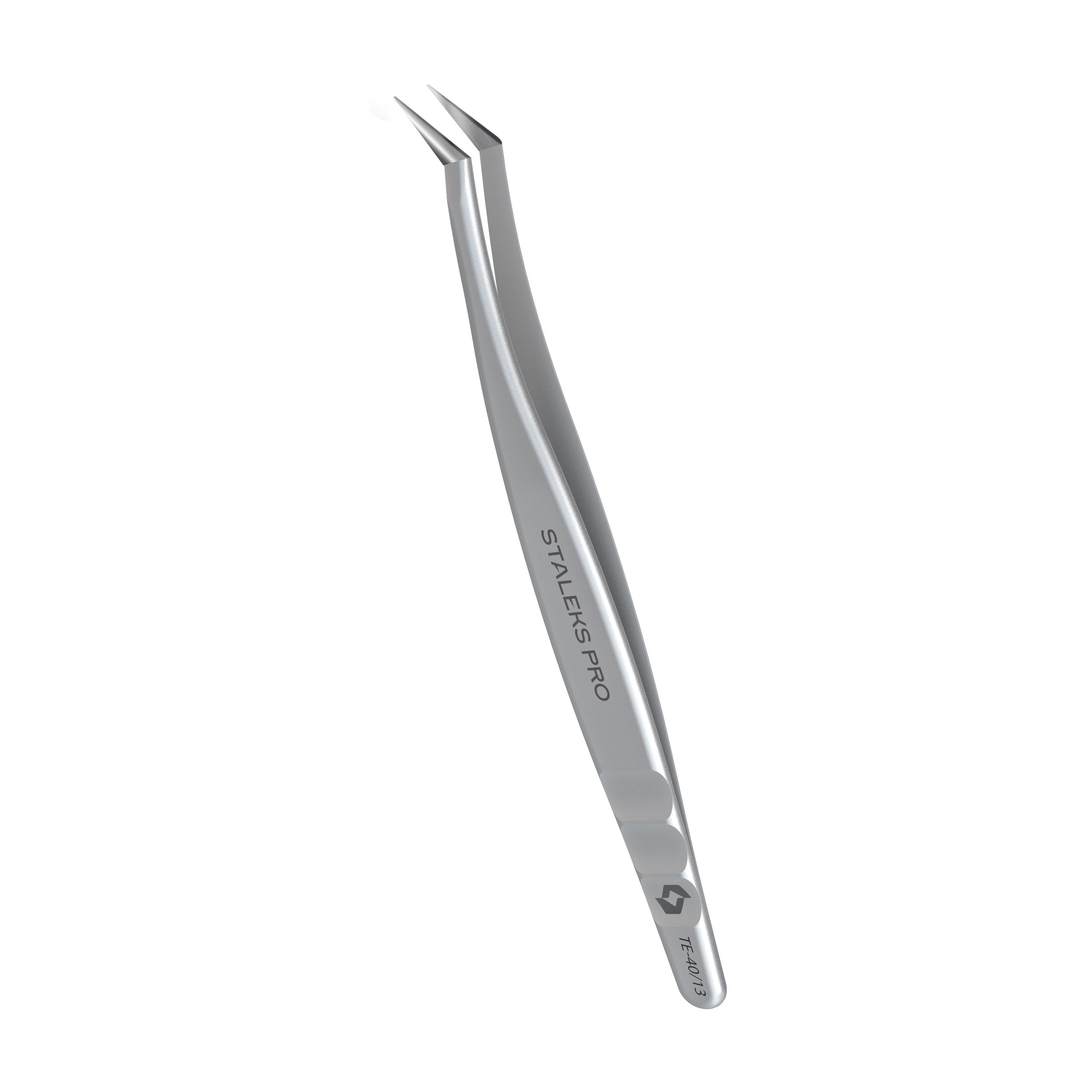 Пинцет профессиональный для ресниц STALEKS EXPERT 40 TYPE 13 L-образный,40') (TE-40/13)